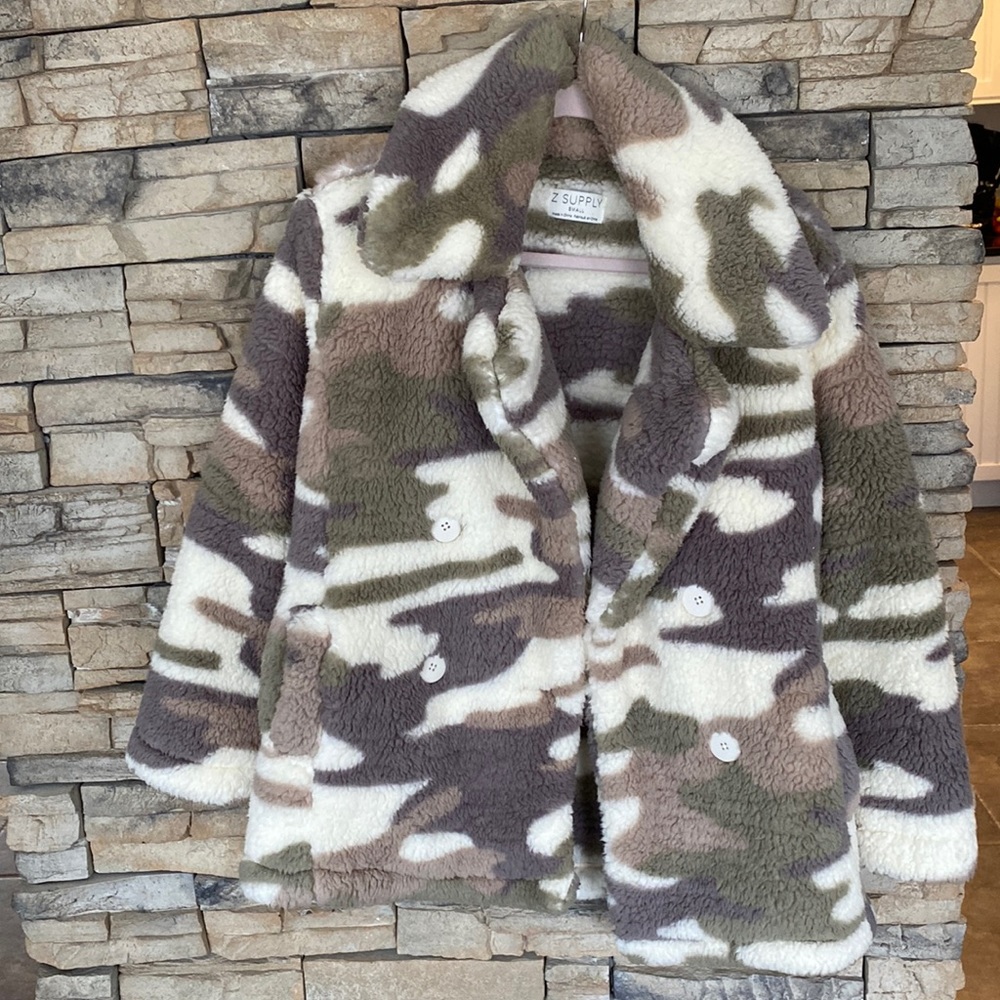 Small sherpa plush camo z supply jacket